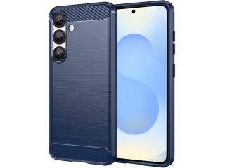 Samsung Galaxy S25 Carbon Gummi Hülle TPU Case blau