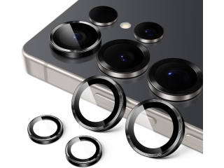 Samsung Galaxy S25 Ultra Kameraschutz Glas mit Aluminiumrahmen schwarz