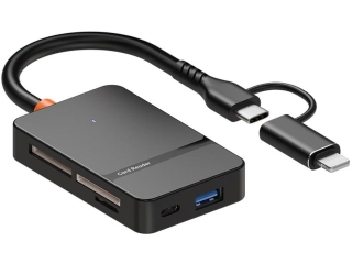 8-in-1 OTG USB-C Lightning SD MicroSD CF MS Cardreader Photo Adapter