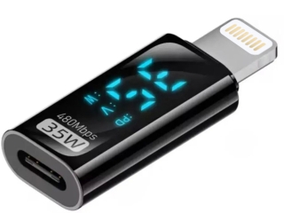 USB-C auf Lightning Adapter bis 35W 480 Mbps mit LED Volt Watt Display