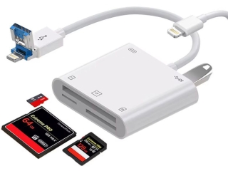 Dual Head USB-A/Lightning USB Photo SD Card CF Kamera Adapter