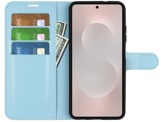 Samsung Galaxy S25 Edge Lederhülle Portemonnaie Karten Etui hellblau