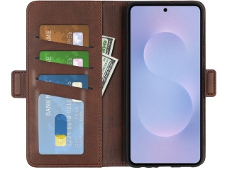 Samsung Galaxy S25 Edge Leder Hülle Karten Ledertasche mokka