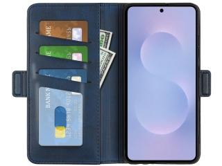 Samsung Galaxy S25 Edge Leder Hülle Karten Ledertasche dunkelblau