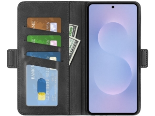 Samsung Galaxy S25 Edge Leder Hülle Karten Ledertasche schwarz