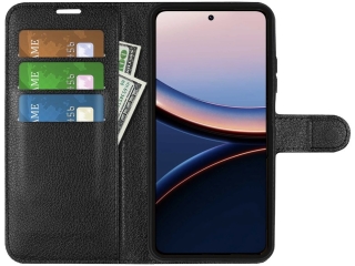 Xiaomi Poco F7 Ultra Lederhülle Portemonnaie Karten Etui schwarz