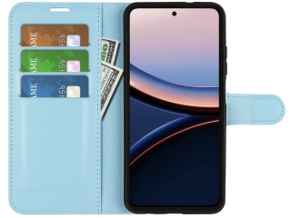 Xiaomi Poco F7 Ultra Lederhülle Portemonnaie Karten Etui hellblau