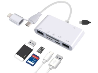 6-in-1 USB-C & Lightning Photo Camera Cardreader USB 3.0 OTG Adapter