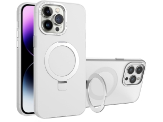 Apple iPhone 14 Pro Kameraschutz Hülle mit MagSafe Standring silber