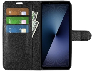 Sony Xperia 1 VII Lederhülle Portemonnaie Karten Etui schwarz
