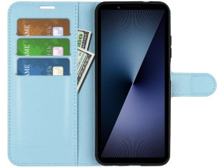 Sony Xperia 1 VII Lederhülle Portemonnaie Karten Etui hellblau