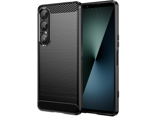 Sony Xperia 1 VII Carbon Gummi Hülle TPU Case schwarz