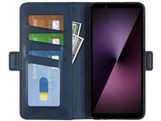 Sony Xperia 1 VII Leder Hülle Karten Ledertasche dunkelblau