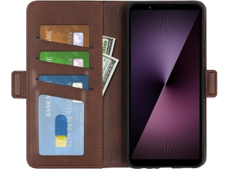 Sony Xperia 1 VII Leder Hülle Karten Ledertasche mokka