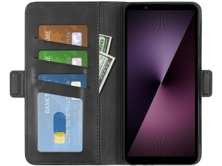 Sony Xperia 1 VII Leder Hülle Karten Ledertasche schwarz