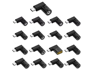 17-teiliges DC-zu-USB-C Adapter-Set (PD 5V/9V/20V max. 65W)