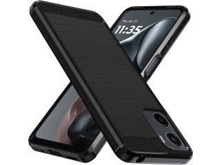 Motorola Moto E15 Carbon Gummi Hülle TPU Case schwarz