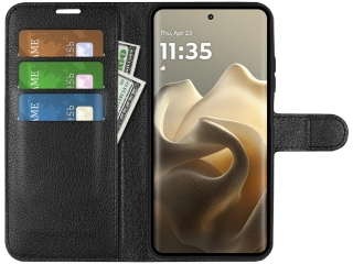 Motorola Edge 60 Pro Lederhülle Portemonnaie Karten Etui schwarz