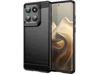 Motorola Edge 60 Pro Carbon Gummi Hülle TPU Case schwarz