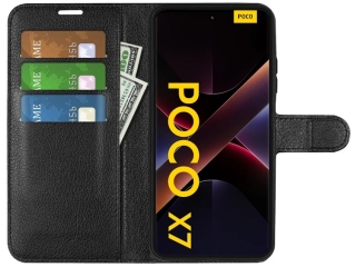 Xiaomi Poco X7 Lederhülle Portemonnaie Karten Etui schwarz