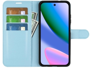 Google Pixel 10 Lederhülle Portemonnaie Karten Etui hellblau