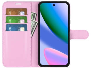 Google Pixel 10 Lederhülle Portemonnaie Karten Etui rosa