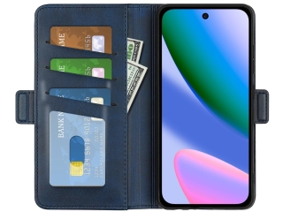 Google Pixel 10 Leder Hülle Karten Ledertasche dunkelblau