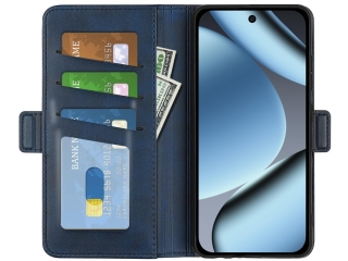 Google Pixel 10 Pro Leder Hülle Karten Ledertasche dunkelblau