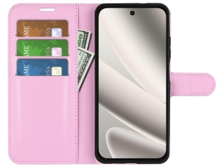 Google Pixel 10 Pro XL Lederhülle Portemonnaie Karten Etui rosa
