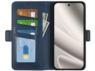 Google Pixel 10 Pro XL Leder Hülle Karten Ledertasche dunkelblau