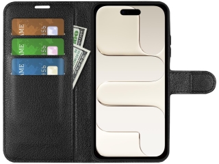 Apple iPhone Air Lederhülle Portemonnaie Karten Etui schwarz