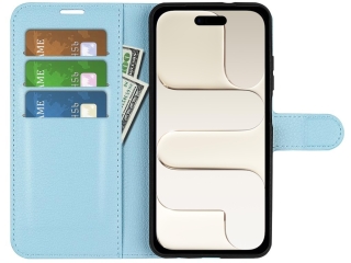 Apple iPhone Air Lederhülle Portemonnaie Karten Etui hellblau