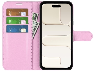 Apple iPhone Air Lederhülle Portemonnaie Karten Etui rosa