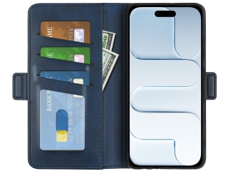 Apple iPhone Air Leder Hülle Karten Ledertasche dunkelblau