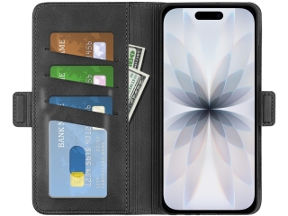 Apple iPhone 17 Leder Hülle Karten Ledertasche schwarz