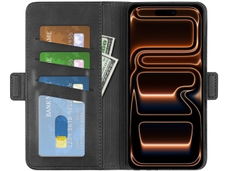 Apple iPhone 17 Pro Leder Hülle Karten Ledertasche schwarz