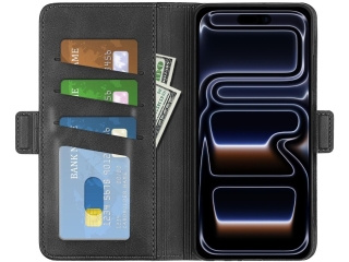 Apple iPhone 17 Pro Max Leder Hülle Karten Ledertasche schwarz