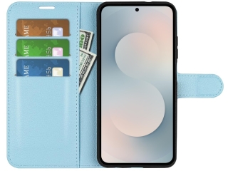 Samsung Galaxy S25 FE Lederhülle Portemonnaie Karten Etui hellblau