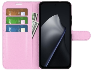 Xiaomi 15T Pro Lederhülle Portemonnaie Karten Etui rosa