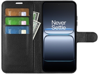 OnePlus Nord 5 Lederhülle Portemonnaie Karten Etui schwarz
