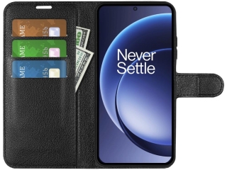 OnePlus 15 Lederhülle Portemonnaie Karten Etui schwarz