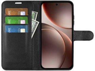 Oppo Find X9 Lederhülle Portemonnaie Karten Etui schwarz
