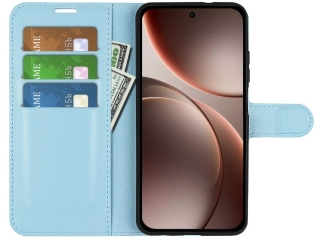 Oppo Find X9 Lederhülle Portemonnaie Karten Etui hellblau
