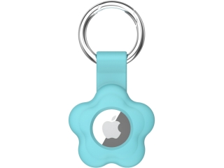 Apple Airtag Liquid Silikon Flower Case mit Anhänger türkis