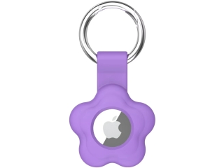 Apple Airtag Liquid Silikon Flower Case mit Anhänger purple