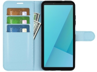 Sony Xperia 10 VII Lederhülle Portemonnaie Karten Etui hellblau