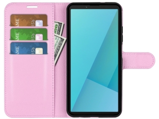 Sony Xperia 10 VII Lederhülle Portemonnaie Karten Etui rosa