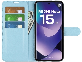 Xiaomi Redmi Note 15 5G Lederhülle Portemonnaie Karten Etui hellblau