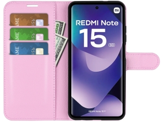 Xiaomi Redmi Note 15 5G Lederhülle Portemonnaie Karten Etui rosa