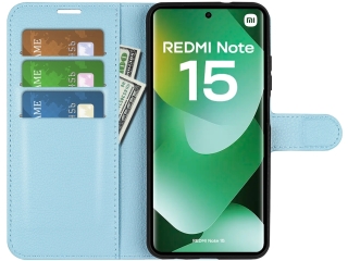 Xiaomi Redmi Note 15 4G Lederhülle Portemonnaie Karten Etui hellblau